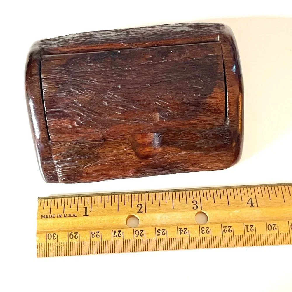 Vintage Hand Carved Pine? Wood Toothpick Holder Signed Marcos C.R. 96